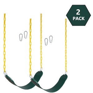 New Bounce Swing Seat with Heavy Duty Rust-Proof Chain Coated for Safety and Comfort - Outdoor Swings for Kids and Adults  - 2 Pack - Green - 1 of 4