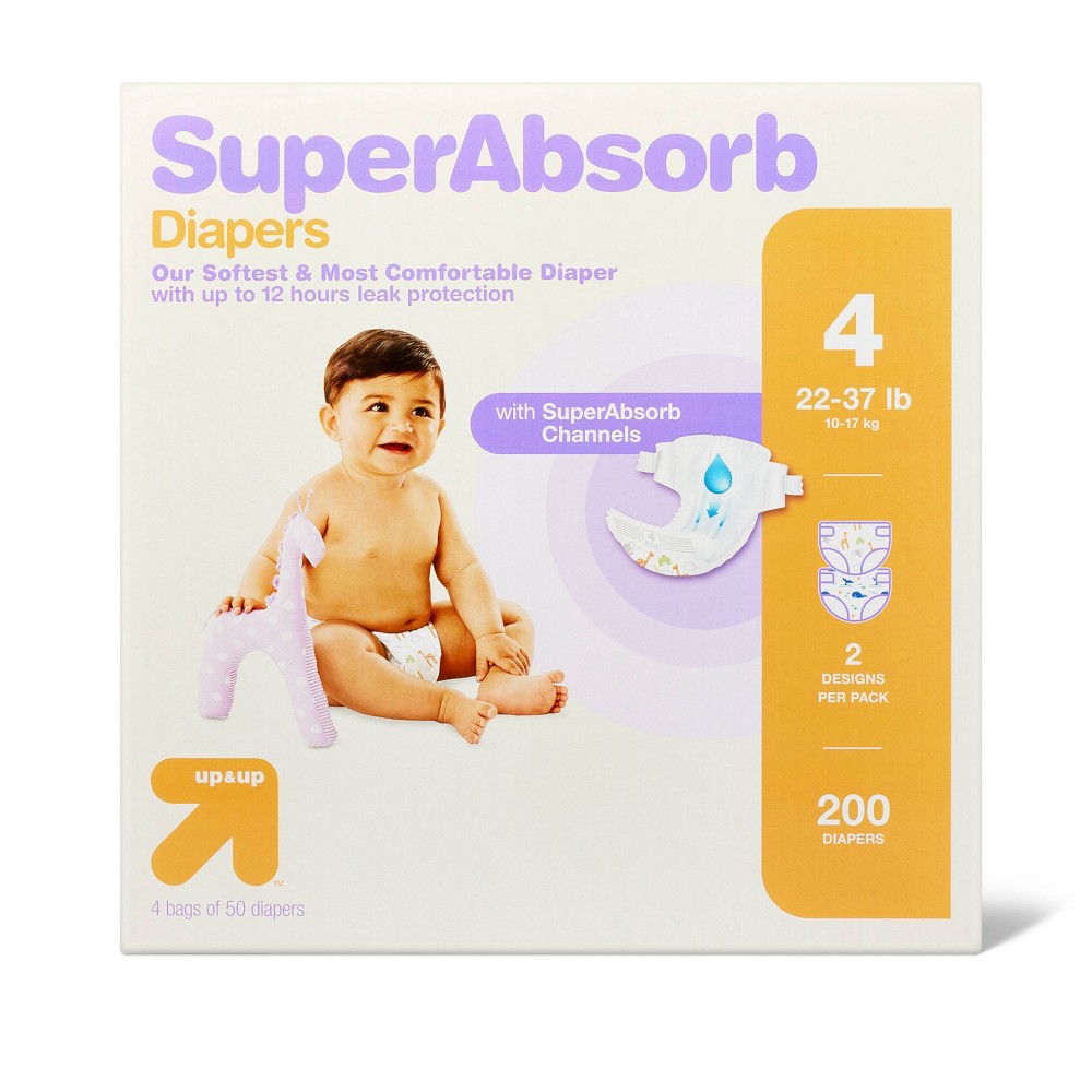 Photos - Baby Hygiene Disposable Diapers Economy Pack - Size 4 - 200ct - up & up™