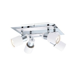 Eglo Lighting Modern Davida 9 Inch 4 Light Glass Shade Semi Flush Mount 50 Watt Steel Ceiling Light Fixture, Chrome and White - 1 of 4