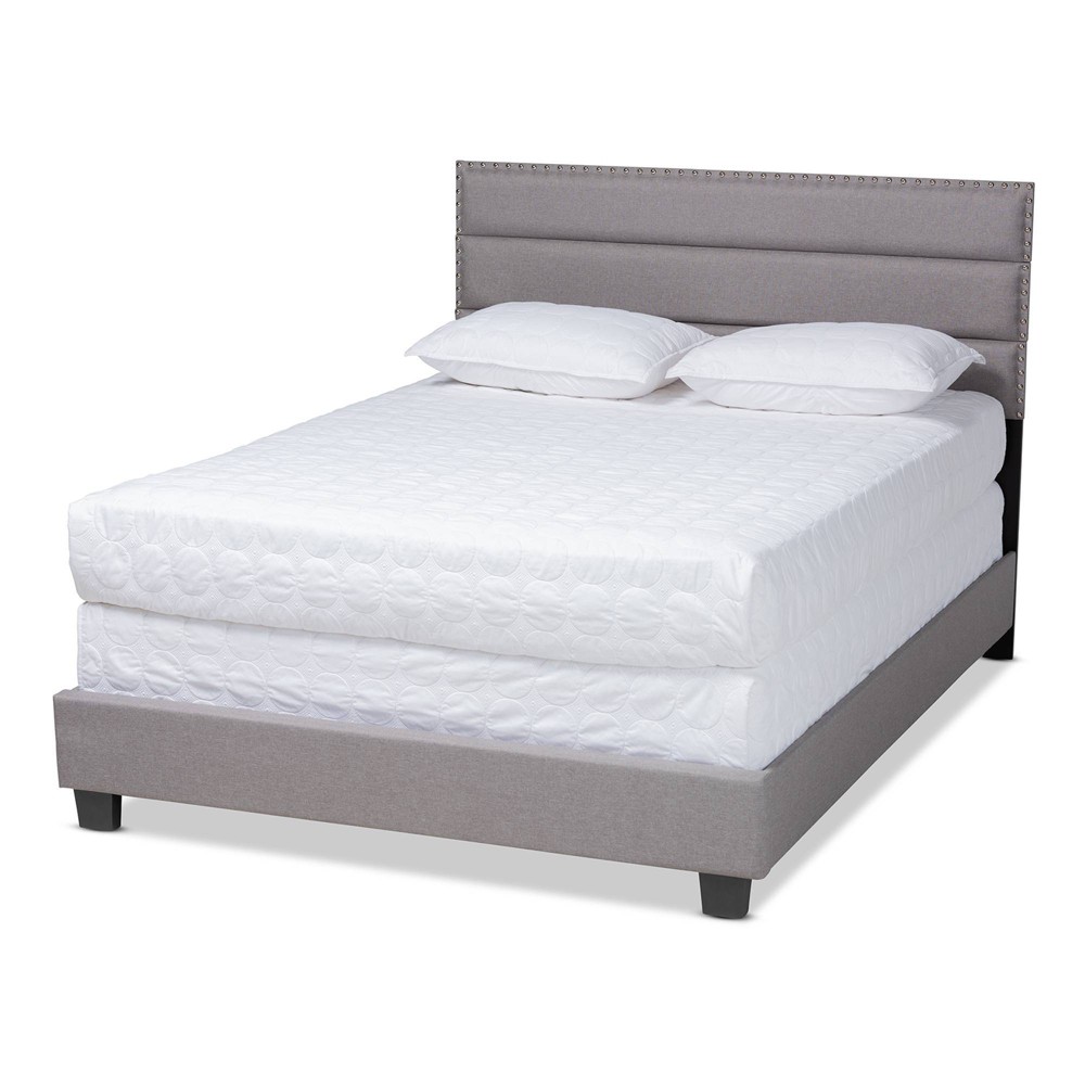 Photos - Bed Frame Full Ansa Upholstered Bed Gray/Black - Baxton Studio