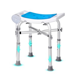 VEVOR Shower Chair, Adjustable Height Shower Stool, Non-Slip Bench Bathtub Stool Seat for Elderly Disabled Adults Handicap, 500 lbs,White+Blue - 1 of 4