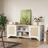 TV Stand for TVs Up to 70", Rattan Entertainment Center with 2 Cabinets & Open Shelf, Boho Media Console Table for Living Room, Apartment - 3 of 4