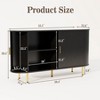 Fluted Side board, Buffet Cabinet, Tambour Sliding Doors Coffee Bar| TV Stand Power Outlet Media Console - 4 of 4