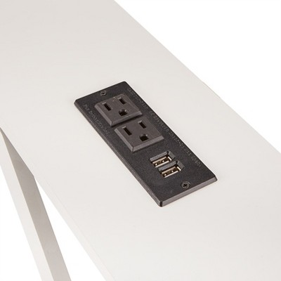 White Slim Console Table with Power Outlets and USB Ports