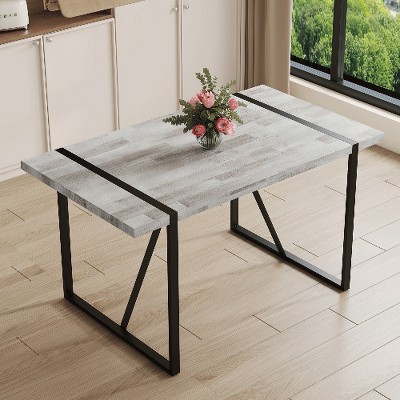NicBex Modern Rustic Industrial Rectangular Dining Table for 4-6, Kitchen Table with 1.5" Thick Tabletop & Metal Legs, Desk for Kitchen Dining Room