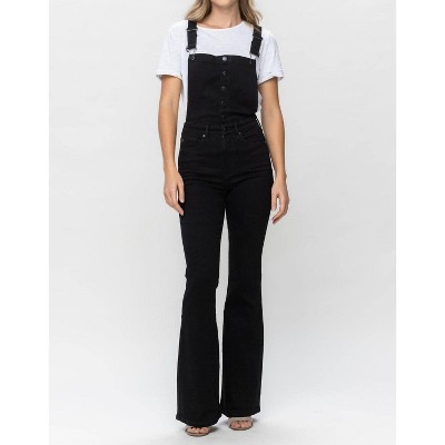Women's High Waist Tummy Control Top Retro Flare Overall Jeans - Judy Blue