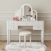 Vanity Set,Mirrored Vanity Table With LED Light And Drawers,Makeup Vanity Table And Cushioned Stool,Vanity Set For Bedroom-Cuddlewood - 2 of 4
