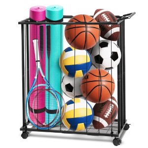 MOEPISY Columnar Vertical Ball Storage Racks with Wheels-New Durable Rolling Basketball Holder - 1 of 4