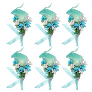 Unique Bargains Formal Dinner Party Wedding Groom Lily Boutonnieres Pins 6 Pcs - 1 of 3