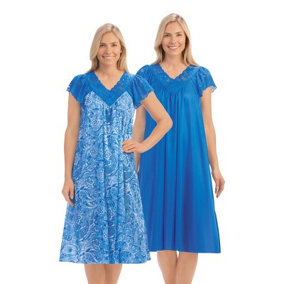 Collections Etc 2-pc Pack Tricot Gowns
