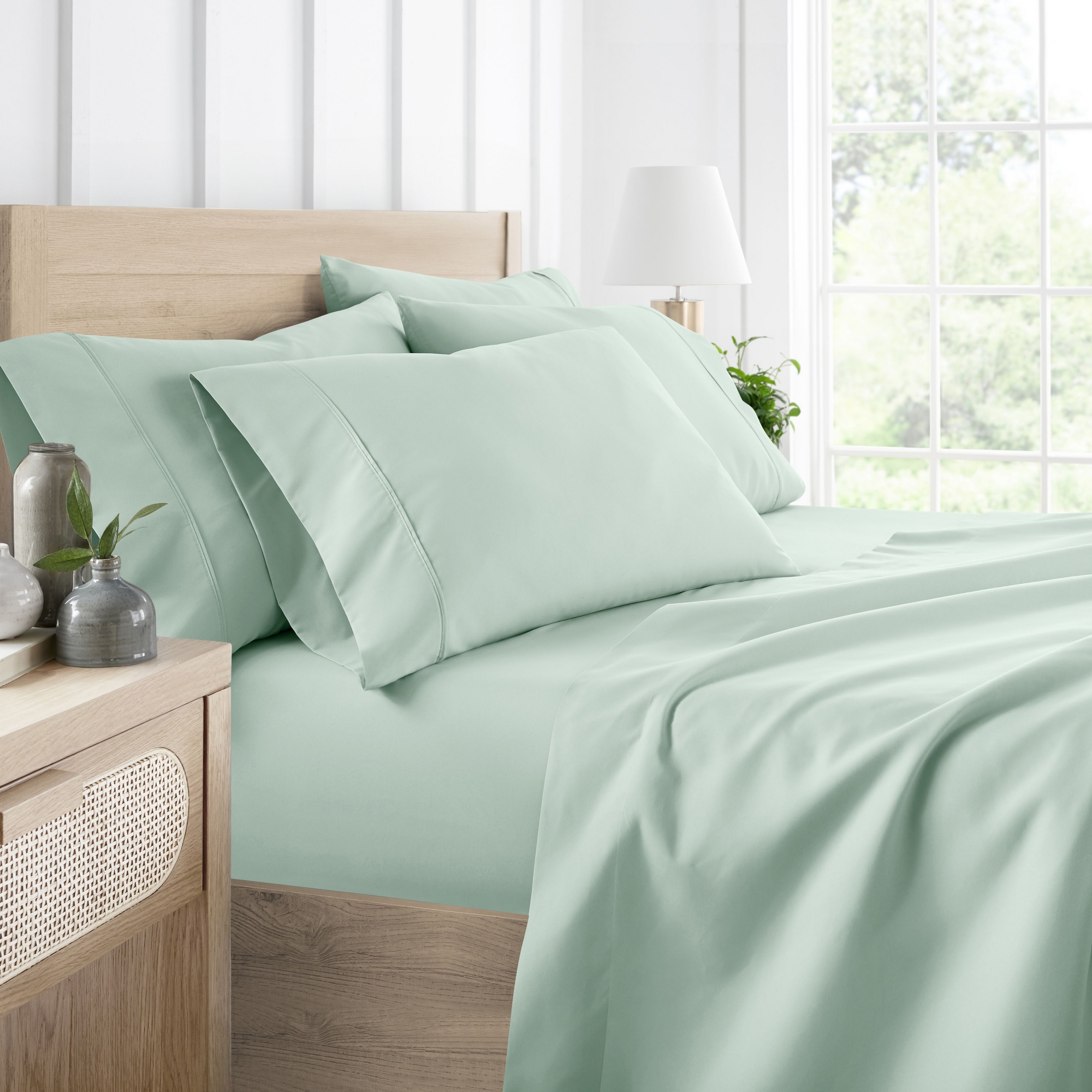 Solid 6 Piece Sheet Set - Ultra Soft, Deep Pocket - Becky Cameron (Extra Pillow Cases!), Mint, King