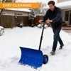 VINGLI Snow Pusher with Wheels, 29" Adjustable T-Handle Snow Plow for Driveway, Heavy Duty Wheeled Snow Shovel Angle Adjustable, Blue & Black - 3 of 3