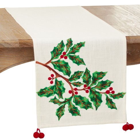 Saro Lifestyle Embroidered Holly Runner, 16