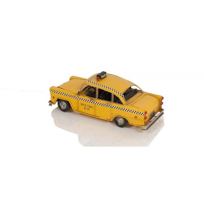 HomeRoots 13" Yellow Metal Hand Painted NYC Taxi Tabletop Sculpture