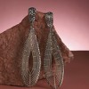 SOHI Women's Chrome Silver Maxi Lined Teardrop Drop Earrings - 2 of 4