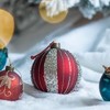 TopComfy Decorative Object Glass Christmas Ball Ornaments Set of 4 for Holiday Tree Decor, Red, 4.7"*4.7"*4.7" - 4 of 4
