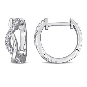 EVERLY JEWELRY | Sterling Silver 1/8 CT TGW Created White Moissanite Hoop Earrings - 1 of 4