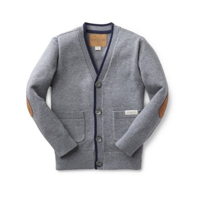 Hope Henry Boys Organic Tipped Cardigan With Elbow Patches