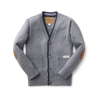 Hope & Henry Boys' Tipped Cardigan with Elbow Patches, Kids