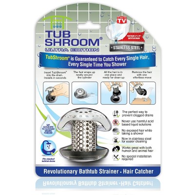 TubShroom Ultra (Stainless) Hair Catcher to Prevent Clogged Tub Drains, Drain Protection