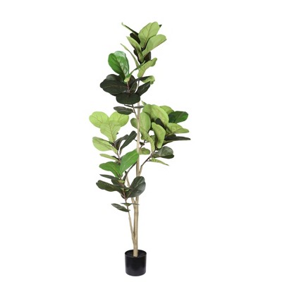 SEVABAL Artificial Trees, 6-Foot Artificial Fiddle Leaf Fig Tree for Indoor Home and Office Decoration, Green, 43.31"*7.09"*72"