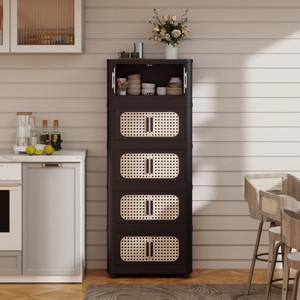 Mlmh & Kngwa 20"W Plastic Folding Storage Cabinet, 5 Tiers Storage Bins with Magnetic Door and Wheels - 1 of 4