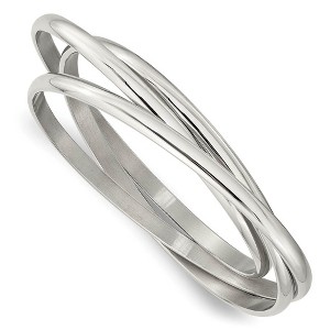 Black Bow Jewelry Stainless Steel 3 Piece Intertwined Bangle Bracelet - 1 of 4