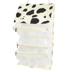 Unique Bargains Milk Cow Style 4 in 1 Detachable Hanging Roll Up Travel Makeup Bags and Organizers Beige Black - 1 of 4