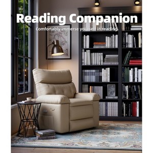 Recliner Chairs, Classic Manual Leather Recliner, Home Theater Seating with Lumbar & Arms Support for Living Room, Bedroom and Nursery - Coffee - 1 of 4