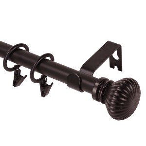 Urbanest Fluted Ball Adjustable Single Drapery Curtain Rod Set with Rings, 5-8" - 1 of 4