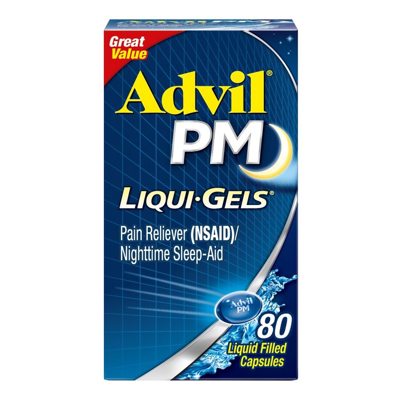 Advil PM Liqui-Gels Pain Reliever/Nighttime Sleep Aid Liquid Filled Capsules - Ibuprofen (NSAID), 1 of 13