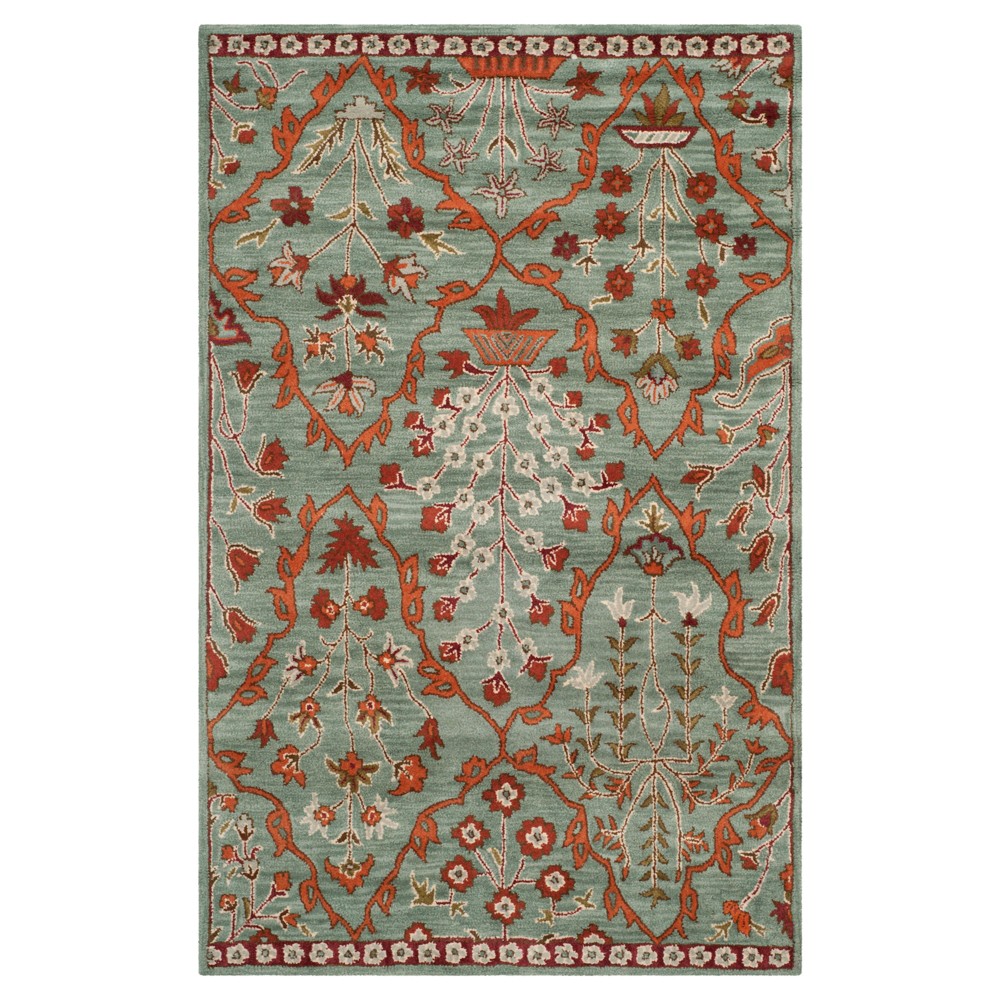 Blue/Rust Botanical Tufted Area Rug - (4'x6') - Safavieh