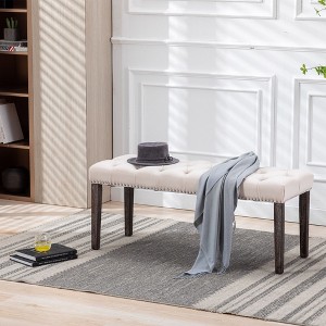 CAVINAS Luxury Velvet Fabric Dining Bench for Dining Room,Button-Tufted Ottoman Bench with Sturdy Rubberwood Legs,Entryway Bench,330lbs Max - 1 of 4