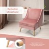 Tangkula Set of 2 Pink Accent Chair Wood Legs Tufted Button Single Sofa Chair for Living Room&Bedroom - 3 of 4