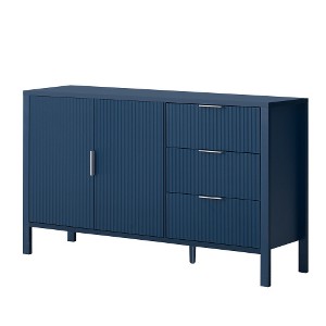 Lyngins Sideboard Buffet Cabinets with 3 Drawers,Hooks,Extra Center Leg,Wave-Pattern Coffee Bar Cabinets,Credenzas for Kitchen,Entryway - 1 of 4