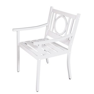 HomeRoots 24" White Steel Geo Back Outdoor Arm Chair - 1 of 4
