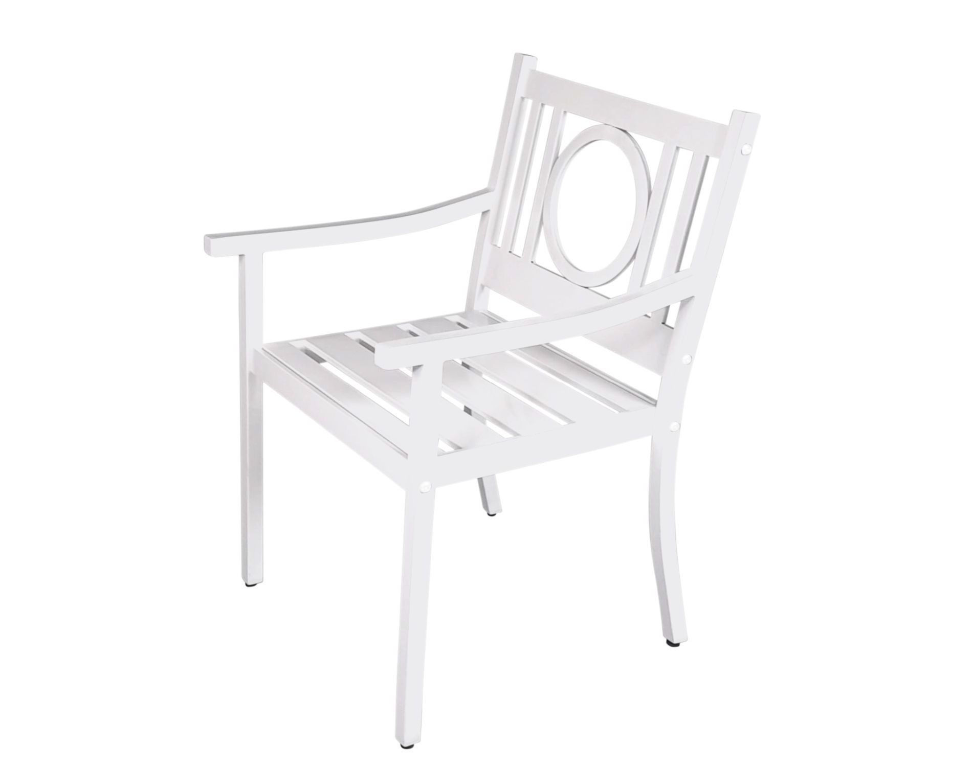 HomeRoots 24" White Steel Geo Back Outdoor Arm Chair