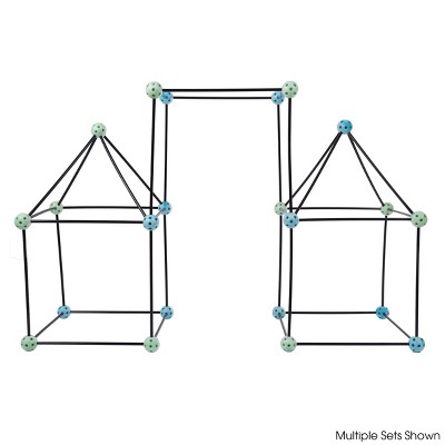 Toy Time 60-Piece Kids Fort Building Play Set for Ages 3 and Up - Black/Light Blue