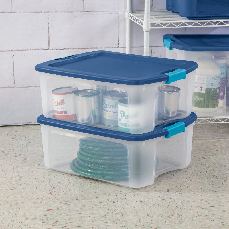 Sterilite 12 Gal Latch & Carry Clear with Blue Lid and Blue Latches, 6 of 15