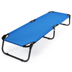 Tangkula Outdoor Camping Cot Folding Camping Bed Sleeping Bed for Kids & Adult Blue/Grey - 1 of 4