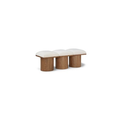 Meridian Furniture,Pavilion Cream Boucle Fabric Bench