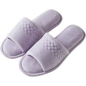 Roxoni Women's Plush Coral Fleece Slip-On Slippers with Cotton-Filled Top & Non-Slip Sole - 1 of 3