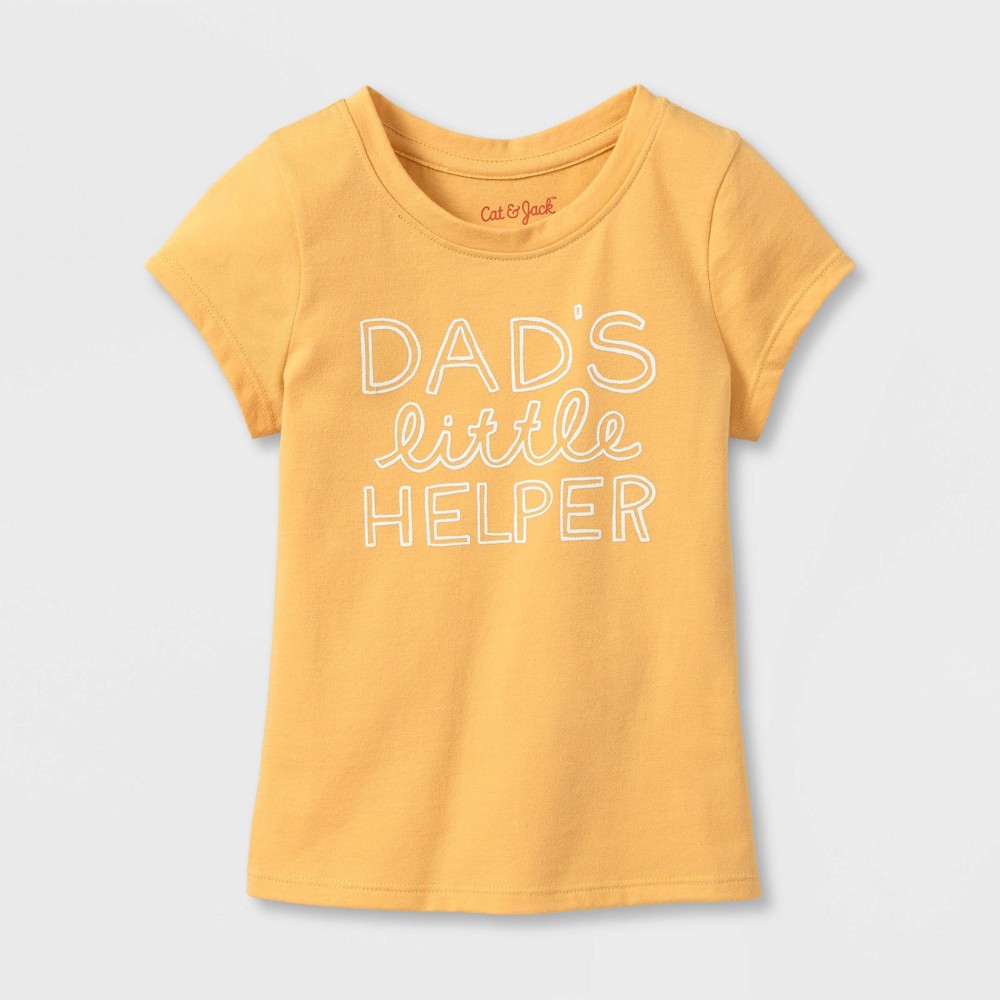 Toddler Girls' 'Dad's Little Helper' Short Sleeve Graphic T-Shirt - Cat & Jack Yellow 5T