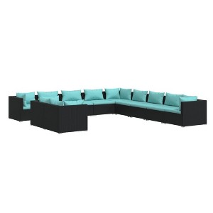 vidaXL Garden Lounge Set Black PE rattan Large Water-resistant materials - 1 of 4