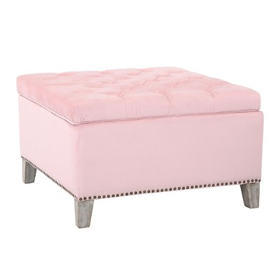WestinTrends Square Velvet Tufted Storage Ottoman for Living Room Bedroom