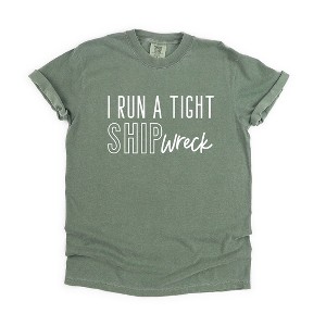 Simply Sage Market Women's I Run A Tight Shipwreck Short Sleeve Garment Dyed Tee - 1 of 2