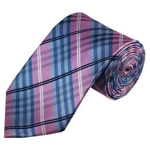 Thedappertie Men's Pink, Blue, White And Black Plaid 3.25 Inch W And 58 ...