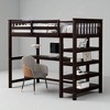 Twin Size Loft Bed with Built-In Desk and Storage Shelves, Space-Saving Pine Wood Frame in Espresso Finish - 3 of 4