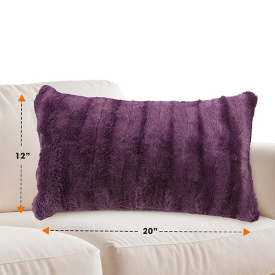 Luxurious Purple Faux Fur 12x20 Decorative Pillow Cover