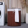 Corner Laundry Hamper with Lid, 15.5 gal/58 L Large Foldable Bamboo Laundry Basket with Washable Liner Bag - 4 of 4